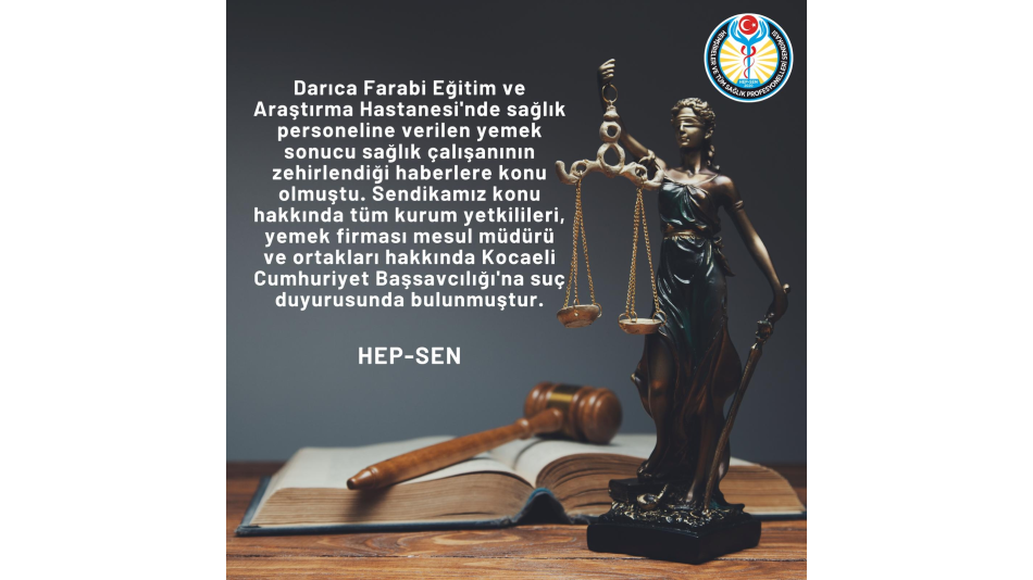 Darıca Farabi Eğitim ve Araştırma Hastanesi'nde sağlık personeline verilen yemek sonucu sağlık çalışanının zehirlenmesi