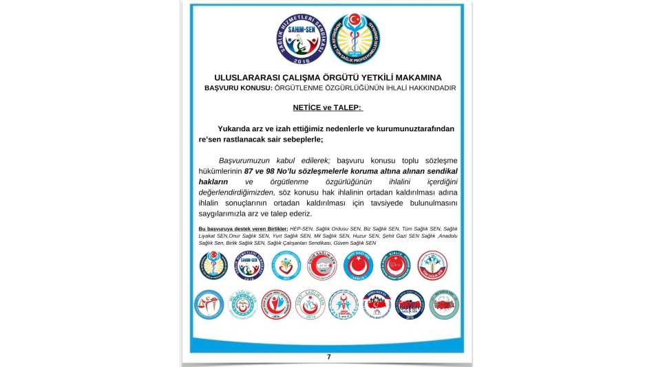 Uluslararası Çalışma Örgütüne yüzde bir için başvuru yapıldı