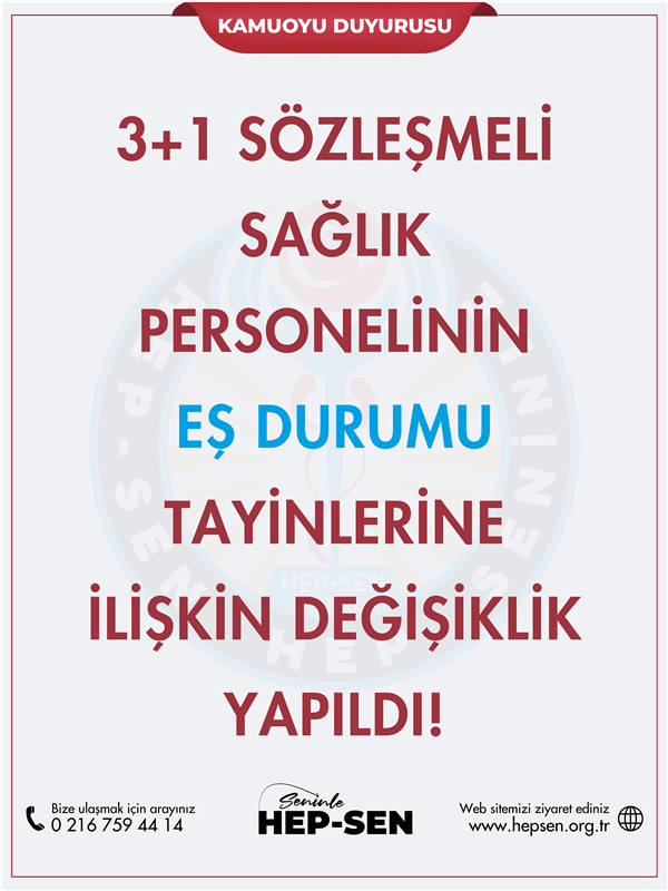3+1 Sözleşmeli Sağlık Personelinin Eş Durumu Tayinlerine İlişkin Değişiklik Yapıldı!